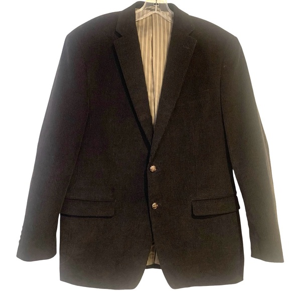 Chaps Black Corduroy Sport Coat Blazer Jacket Elbow Patches Men’s Size  42R - Picture 1 of 9